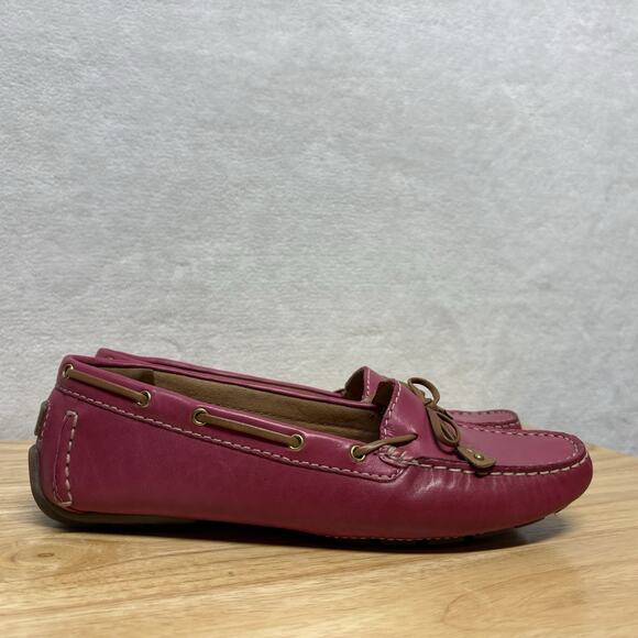 Clarks Dunbar Racer Driving Loafers Moccasin Slip On Shoes Fuchsia Pink Size 8.5 - Picture 2 of 13